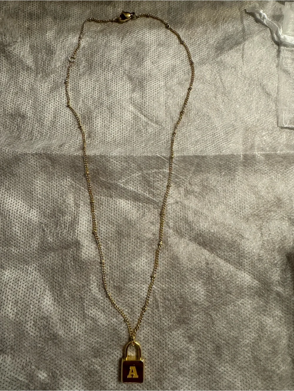 Savvy Cie Gold Initial 'A' Padlock Necklace